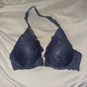 Aerie Lace Halter Bralette in Navy